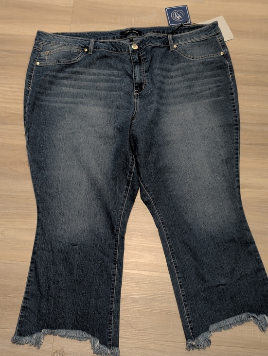 A3 Denim Denim - Women's 26 W - NWT Dark Blue Flare Jeans with Frayed Hem
